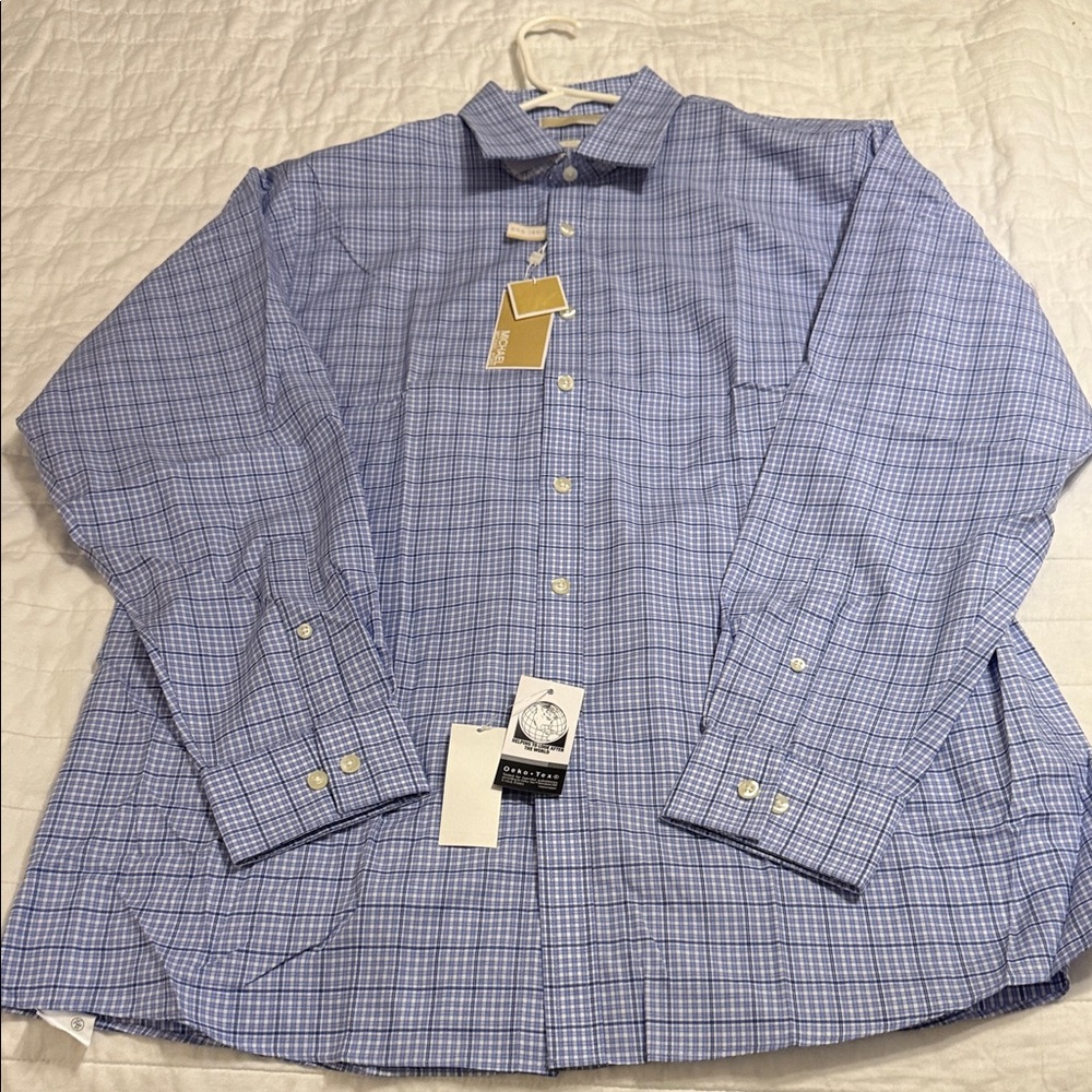 Michael Kors Men's Blue Plaid Button-Down Shirt